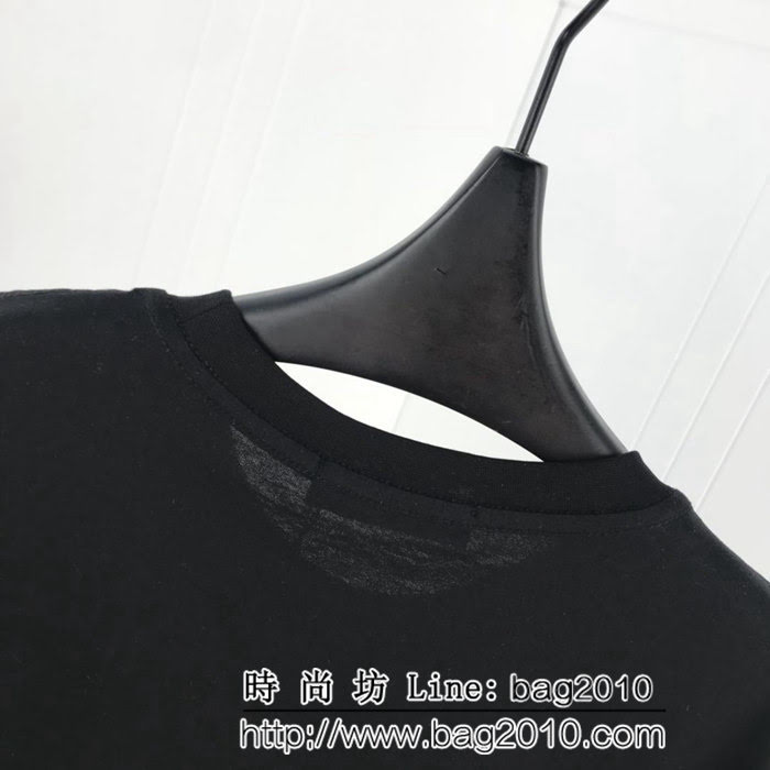 BURBERRY巴寶莉 19ss早春新款 彩色微標騎士戰馬 黑色短袖 定制面料 高版本男女同款 ydi2388
